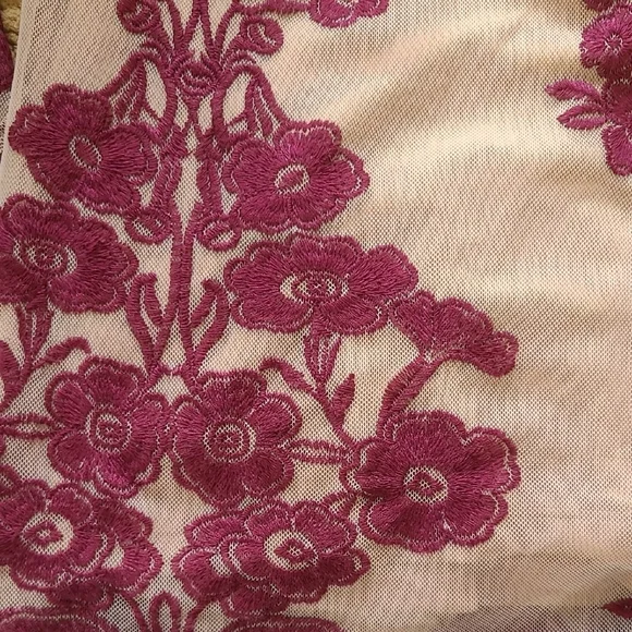 For Love And Lemons Temecula Tan & Purple Embroidered Mesh Mini Dress - Size S - Picture 4 of 10